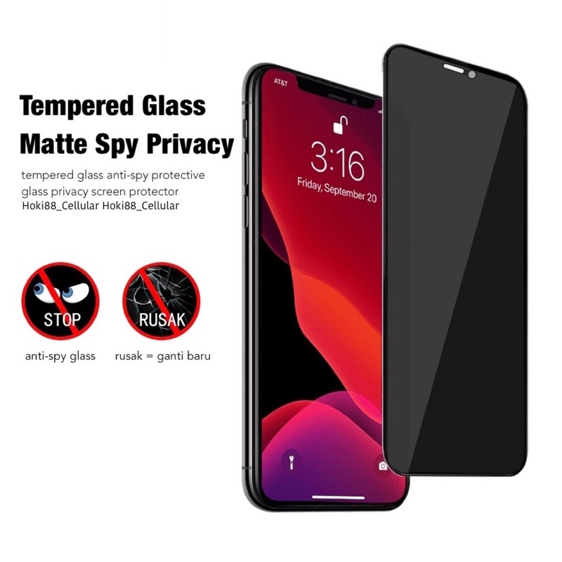 Tempered Glass Matte Anti Spy Privacy iPhone X iPhone XR iPhone XS Max Tempered Glass Matte Spy Privacy Premium Full Layar