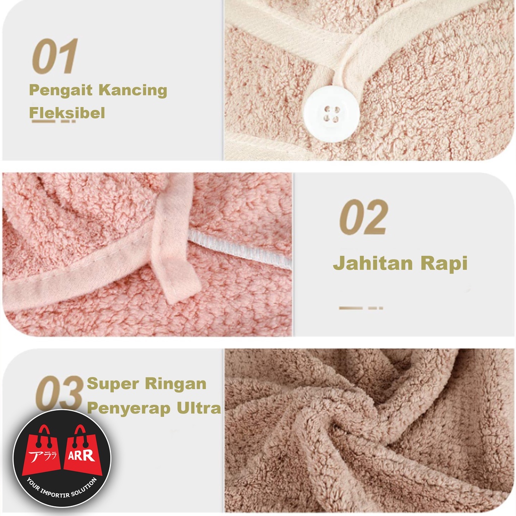 Handuk Kepala Waffle Hair Towel Microfiber Kualitas Premium Import Super Lembut