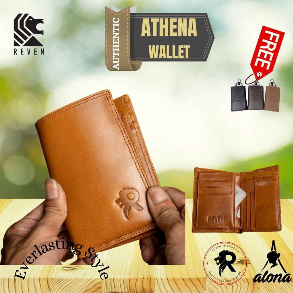Dompet Pria Kulit Asli Original Dompet Pria Branded Dompet Lipat Kecil Reven Athena Wallet