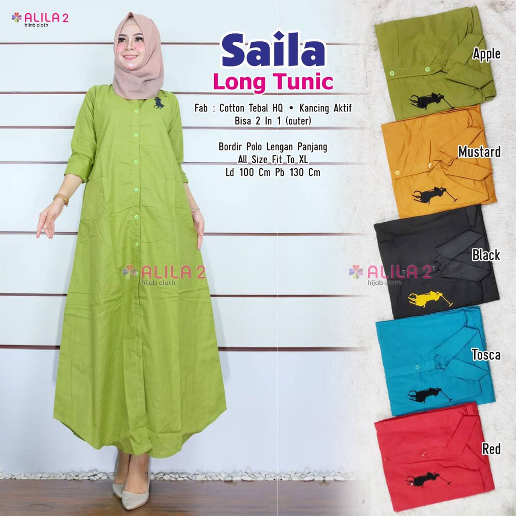 SAILA LONG TUNIK MATT COTTON TEBAL HQ BY ALILA 2