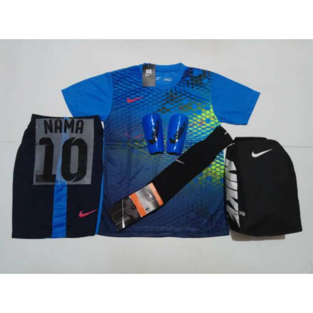 PAKET ALL IN ONE SETELAN NIKE FUTSAL/BOLA MURAH BISA UNTUK KAOS TEAM (BLUE)