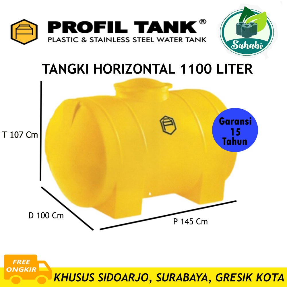 Tandon Air / Toren Air / Tangki Air Horizontal PROFIL TANK Ukuran 1100 Liter