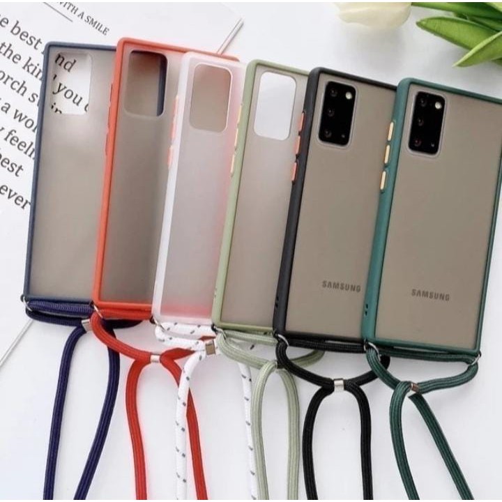 Samsung A7 2018 / M01 / S9 Plus / S20 Ultra Soft Case Matte Lanyed + Tali Gantung