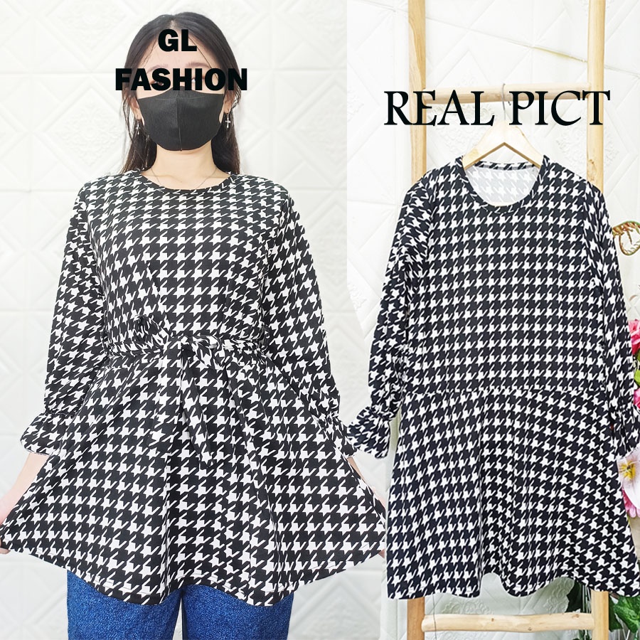 TUNIK DRESS DUATONE HOUNDSTOOTH GL FASHION