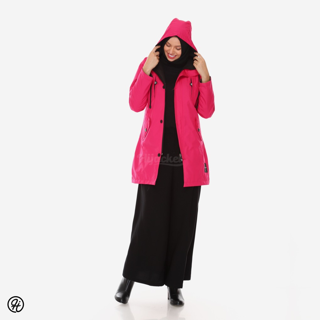 HIJACKET IXORA FASHION HIJAB MUSIM DINGIN - JAKET PREMIUM BAHAN TEBAL WATERPROOF TAHAN AIR HUJAN-Deep pink
