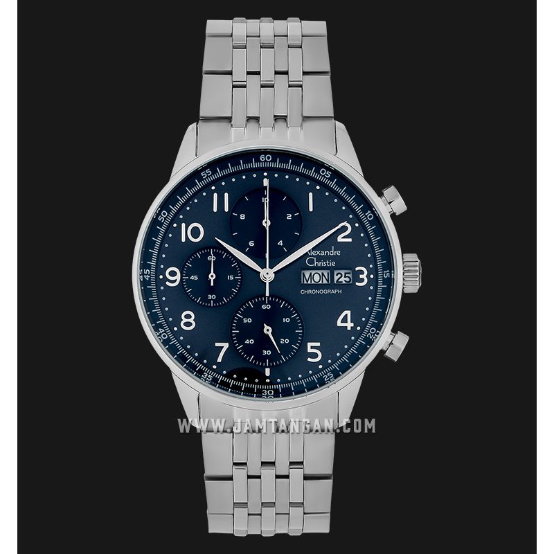 Alexandre Christie AC 6492 MC BSSBU Chronograph Men Blue Dial Stainless Steel Strap