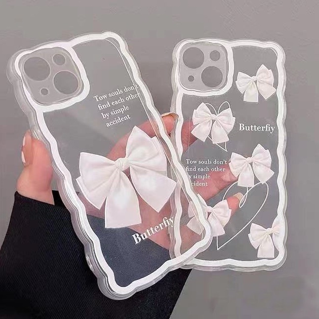 Soft Case Silikon TPU Transparan Aksen Pita Untuk Iphone 13 12 Mini 11 10 Pro XS Max X XR 8 7 6 6S Plus