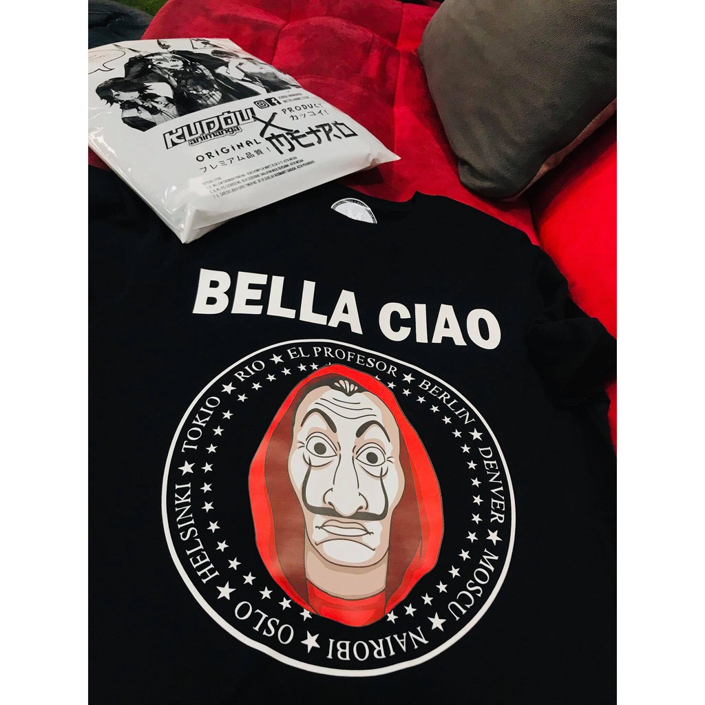 Tshirt Bella Ciao Bella Ciao Money Heist El Professor Kaos Spanyol Movie La Casa de Papel