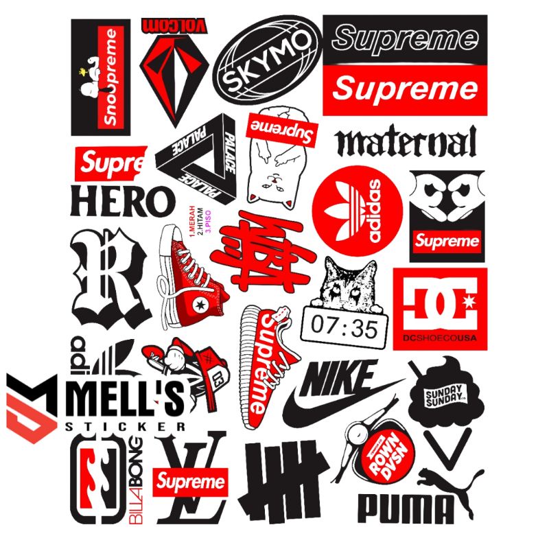 

Stiker sticker distro merk baju musik band isi 20 lembar