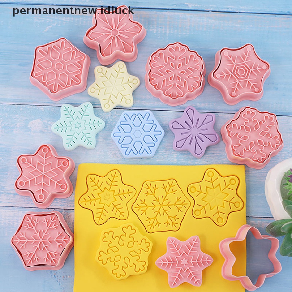 8 Pcs Cetakan Kue Bentuk Snowflake Bahan Plastik