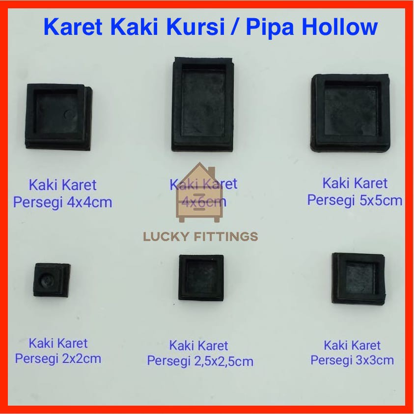 Premium Karet Kaki Kursi 50 X 50 / 5 x 5 cm Tutup Pipa Hollow Kotak Alas Meja Kursi Pengganjal Alas