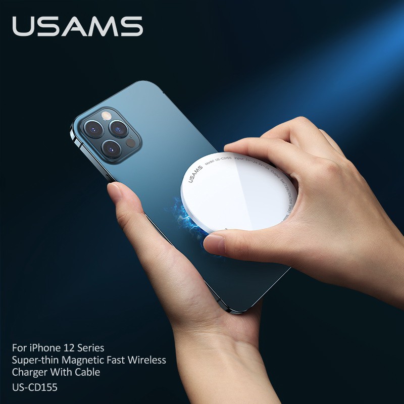 USAMS Super-Thin Magnetic Fast Wireless Charger for iPhone 12 Series