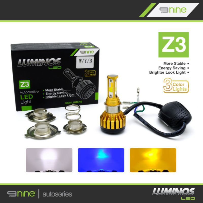 LAMPU UTAMA LED Z3 LUMINOS 3 WARNA (PUTIH,KUNING,BIRU) GARANSI