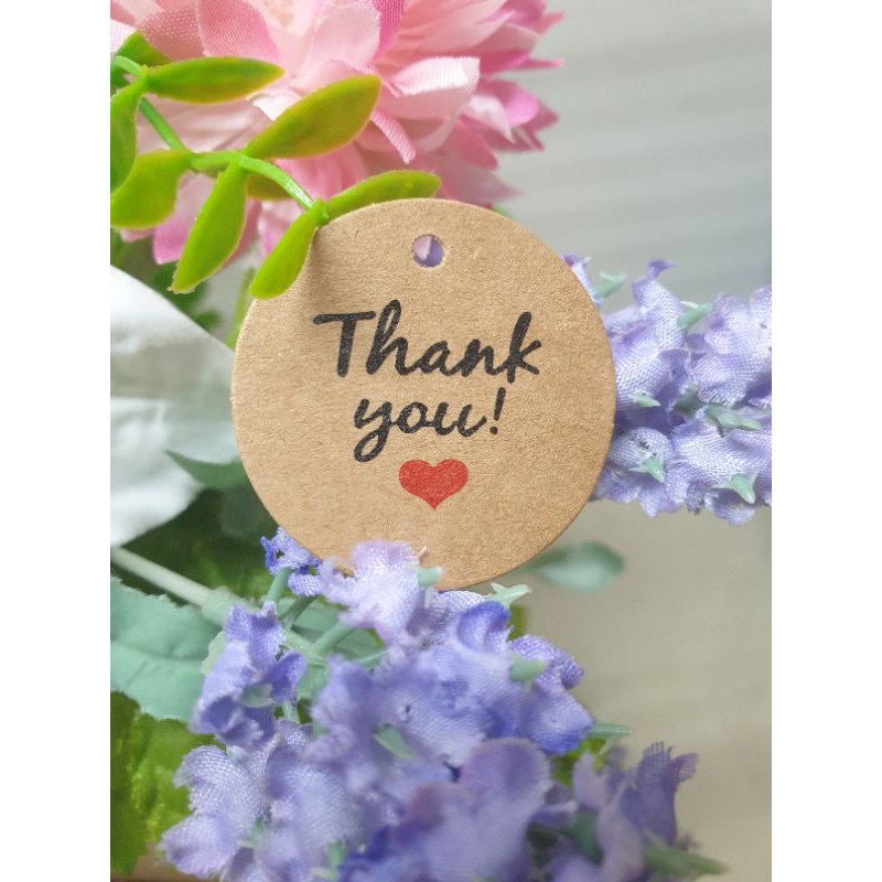 

Hand tag Bulat tulisan 'Thank you' bahan Kraft Tebal untuk kemasan