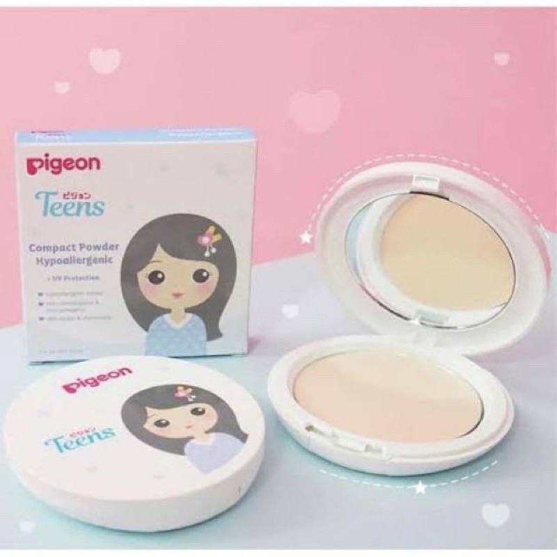 &lt;pu.x&gt;- Free kaca box biru dan pink - pigeon compact powder -- Pigeon teens compact powder