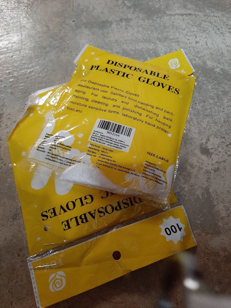 100pcs Sarung Tangan Plastik Bening Transparan