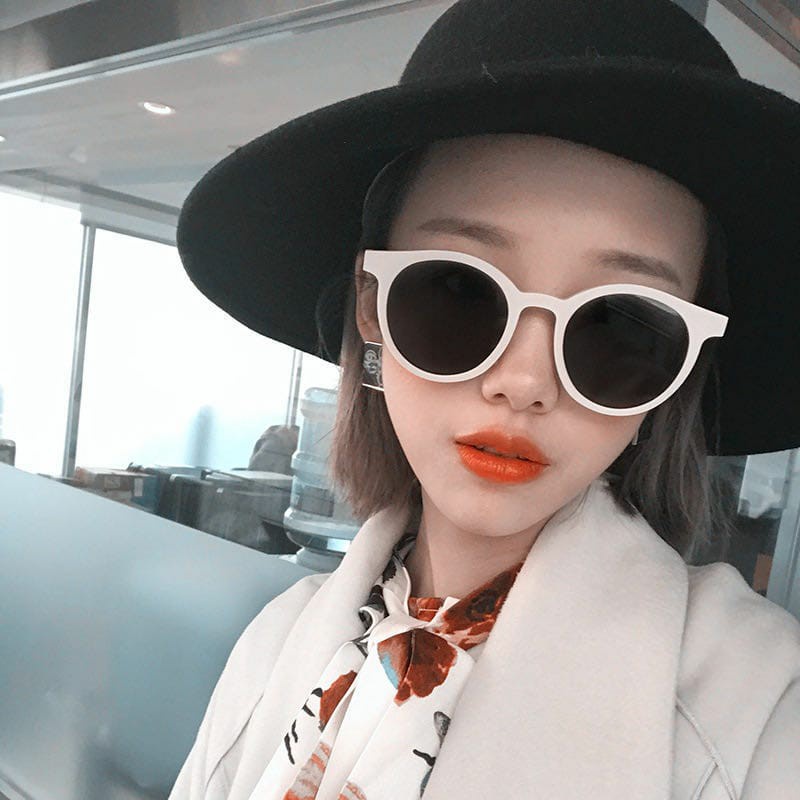 [ BISA COD ] Korean Fashion Bulat Mata Kucing Kacamata Hitam Wanita/Pria Sunglasses