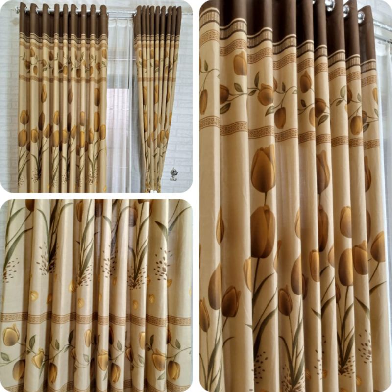 Gorden Jendela Gordeng Korden Pintu Kamar Motif Minimalis Warna Rosy Merah Coklat Hitam Biru