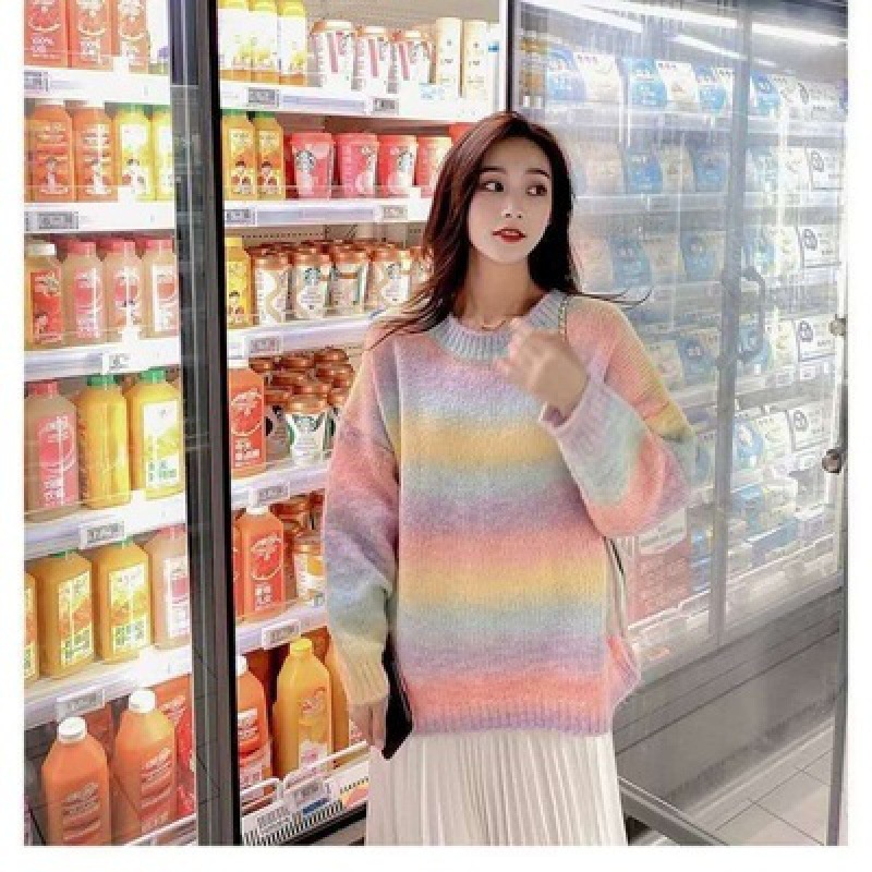 RAINBOW SWEATHER KOREAN CARDIGAN SWEATHER KOREA SWEATER WANITA BAHAN RAJUT PREMIUM