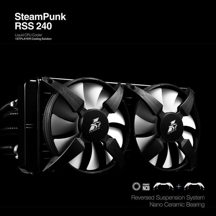 1STPLAYER SteamPunk Water Cooler With 2x SteamPunk White Blade Fan