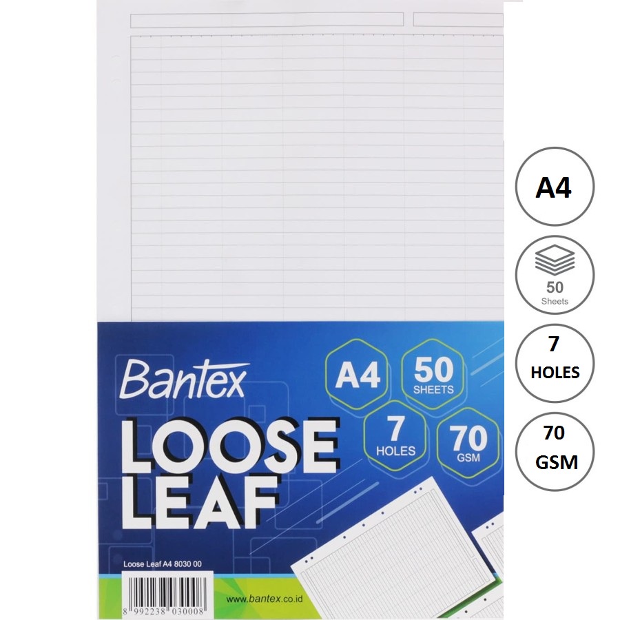 

SLM7 Bantex Loose Leaf A4 70 gsm Kertas Binder
