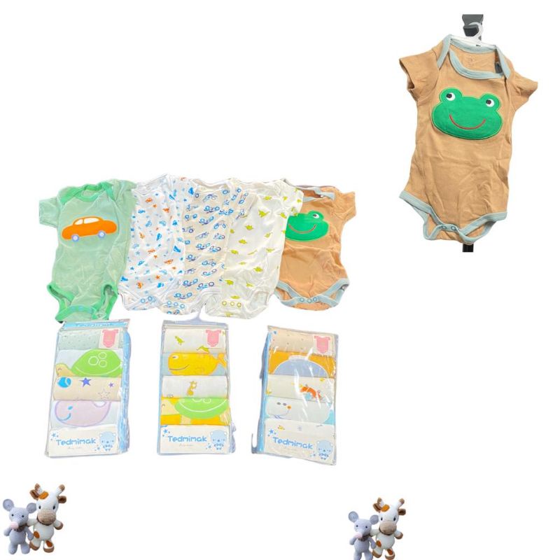 Jumper Bayi Lengan Pendek 5in1 (isi 5pcs) Bodysuit Baby 0-9 Bulan Import Premium Baju Bayi Newborn Boy Girl