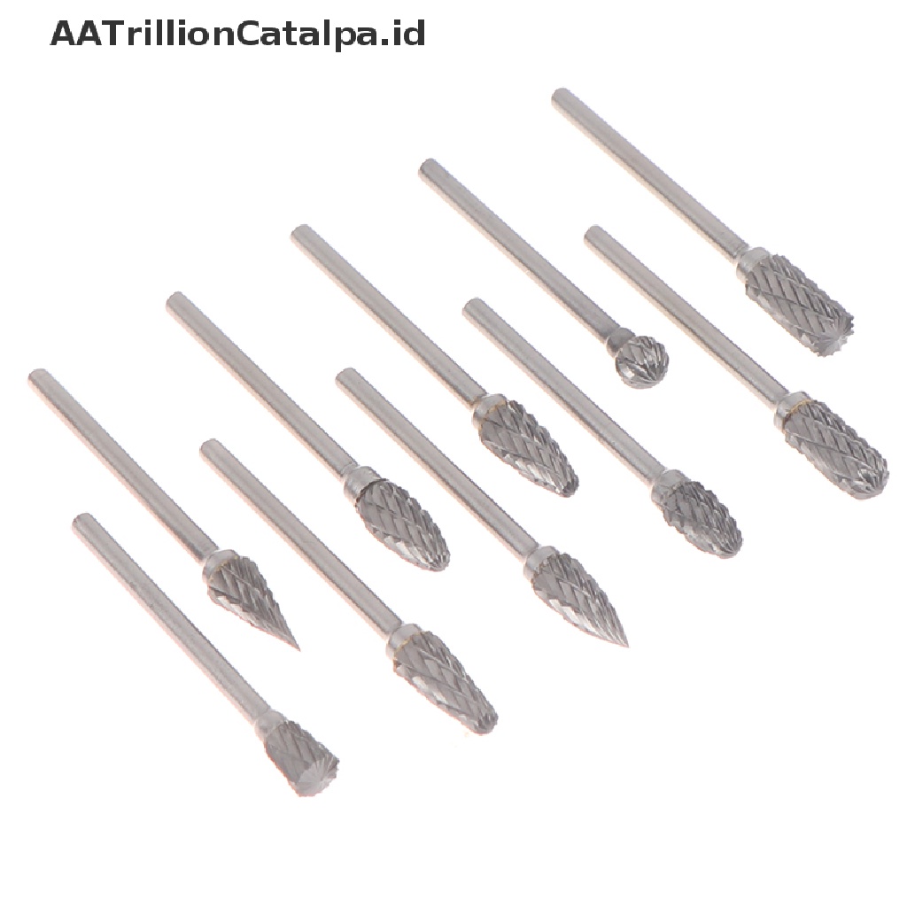 10 Pcs Kepala Pemotong Penggilingan Rotary File Polishing Bahan Tungsten Carbide Ukuran 3x6mm