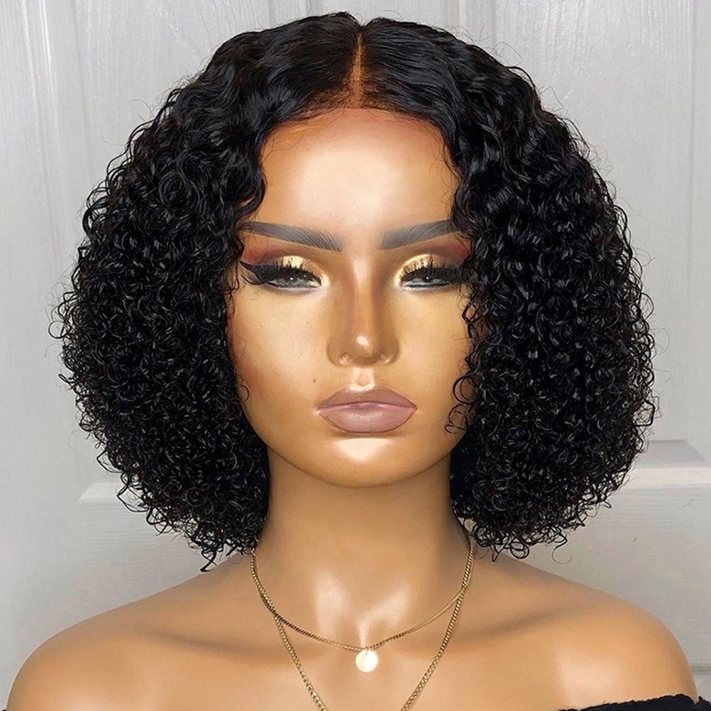 [house]Lace Front Human Hair Wig Middle Part Curly Lace Closure Wig Short Wigs