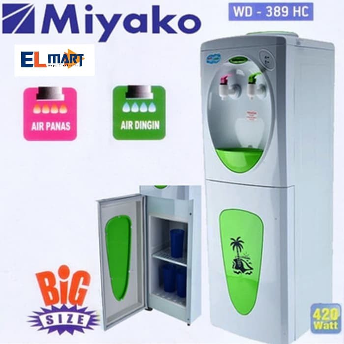 Dispenser Berdiri  Galon Atas Panas- Dingin Miyako  WD 389HC  - 389 HC Hot n cool