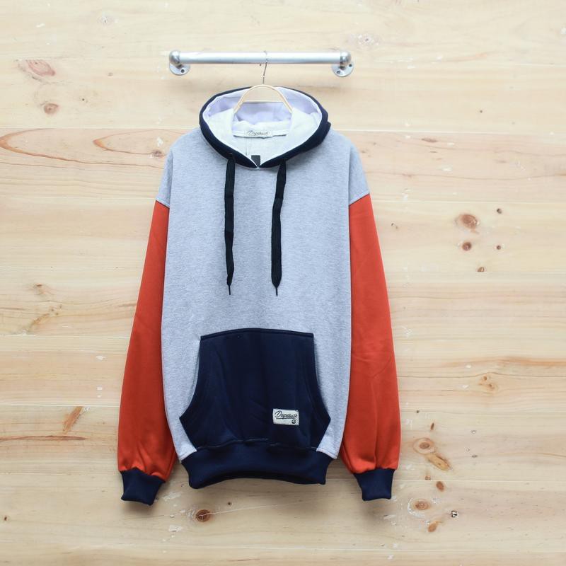 JAKET REGLAN HOODIE COWOK TERLARIS ORANGE