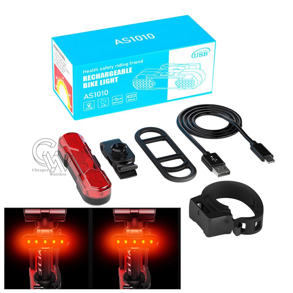 Cheaper-AS1010 Lampu Belakang Sepeda Rechargeable Bike Light