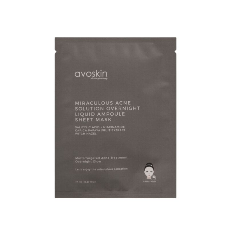 AVOSKIN Miraculous Acne Solution Overnight Liquid Ampoule Sheet Mask 17ml