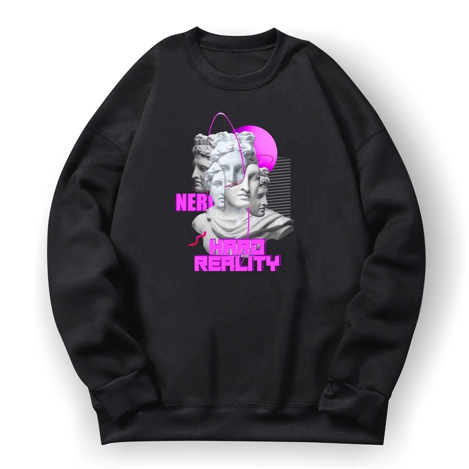 Statue Hard Reality Basic Sweater II AStatue Hard Reality  Crewneck Sz M - XL ( Pria &amp; Wanita )