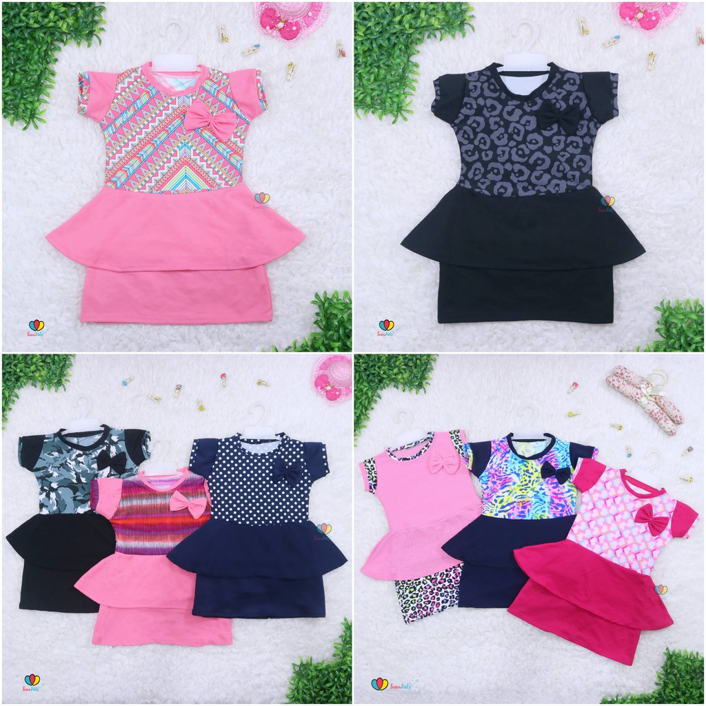 Dress Viona Lengan 3-4 Tahun / Dres Anak Perempuan Motif Lengan Pendek Baju Fashion Kids Pesta Adem