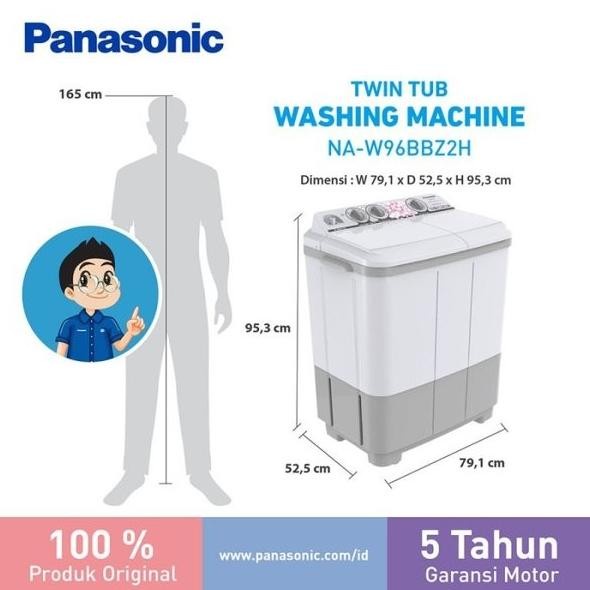 MESIN CUCI PANASONIC NAW 96 BBZ 9 5KG 2 TABUNG 96BBZ 9 5 KG LOW WATT