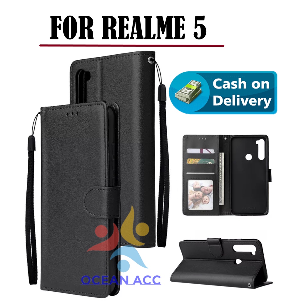 DOMPET HP UNTUK REALME 5 (2019) NEW LEATHER FLIP CASE REALME 5 (2019) NEW