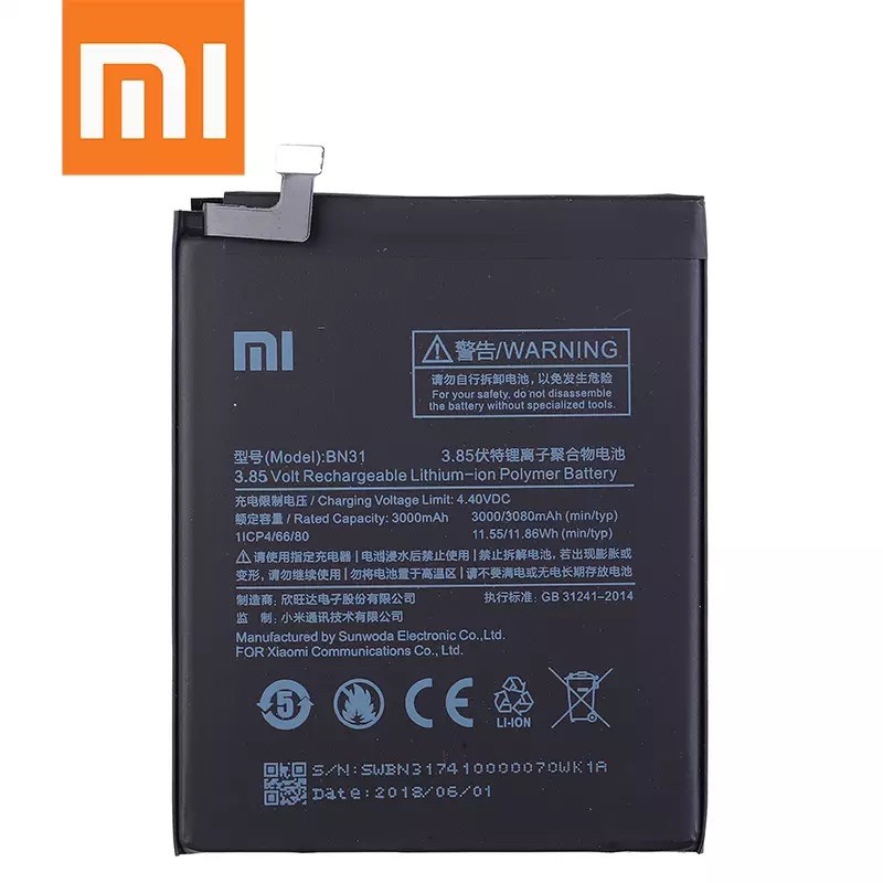 BN31 BATERAI XIAOMI MI A1 / MI5x / REDMI S2 / NOTE 5A / NOTE 5A PRO PRIME - ORI