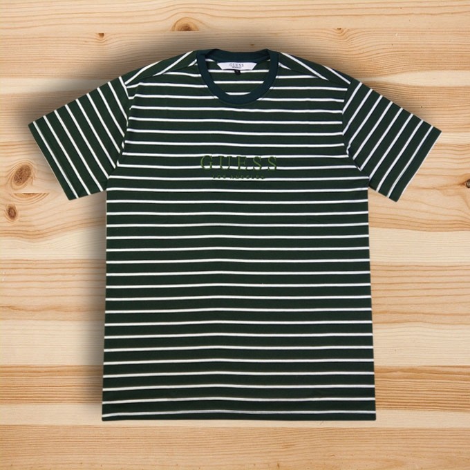 guess green striped shirt