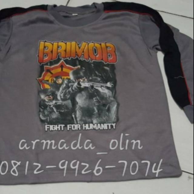 kaos anak panjang brimob / kaos anak / stelan anak