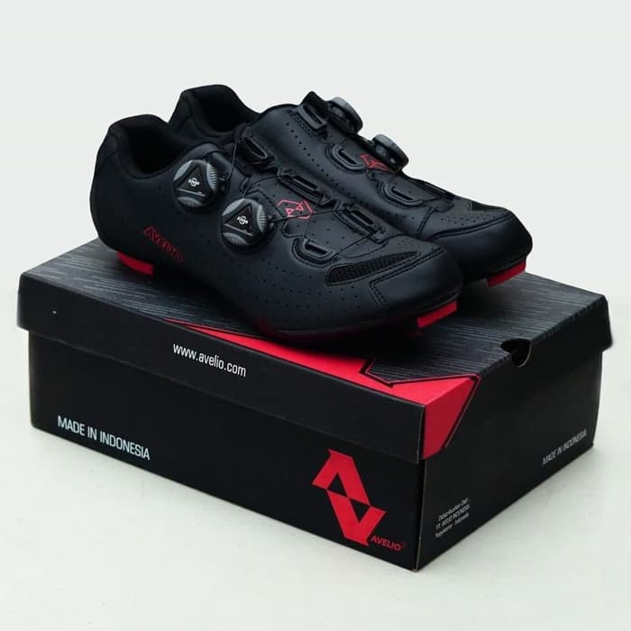 AVELIO Cleat Road Shoes Black - Sepatu Cleat Sepeda Roadbike RB Hitam