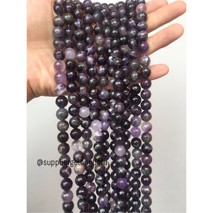 Batu kecubung brazil asli FACET 10mm CUTTING purple amethyst asli ungu aksesoris fashion online shop