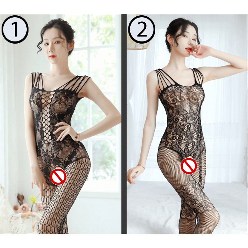 (COD) Lingerie Bodystocking Sexy Fashion Wanita Model Fishnet Stocking Women Set L-XL JUMBO melar