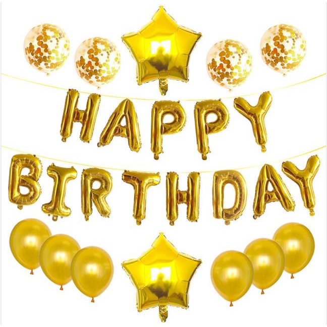 1 set Balon Huruf / Balon Happy Birthday / Hiasan Ulang Tahun /  Balon Polos Decoration