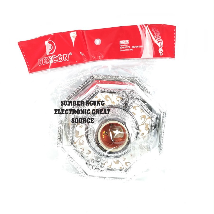 DPE01SW Fiting Plafon Hias Modern Tempel Segi 8 Delapan Silver Motif U