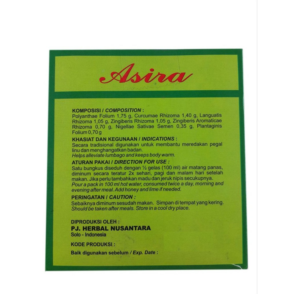 Asira Tulang Sendi Encok / Obat Herbal Serbuk Meredakan Pegal Linu Asam Urat - 10 Pcs