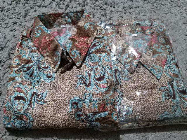 Falisa Couple Batik 2in1 Rok Lilit Panjang Wanita Jumbo & Atasan Kemeja Pria Jumbo M-xl