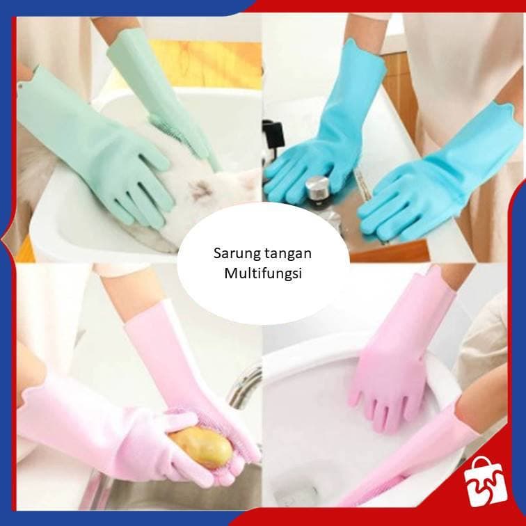 JT - Silicone Gloves - Sarung Tangan Bulu Silikon Karet Cuci Piring