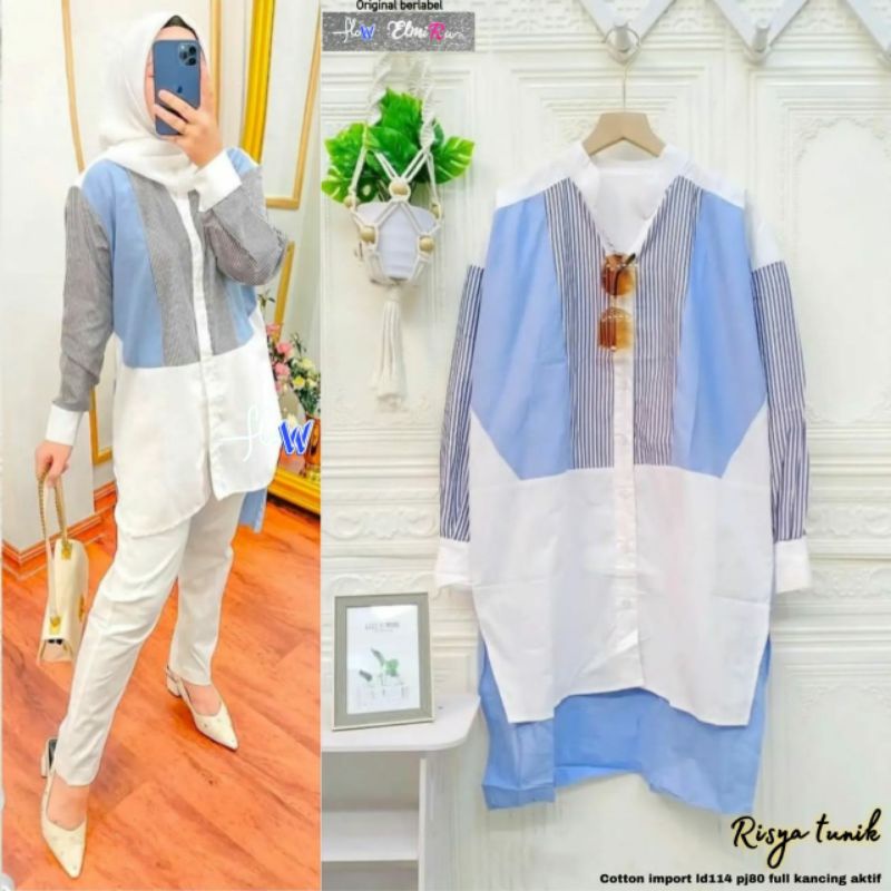 RISYA TUNIK MATT KATUN IMPORT FULL KANCING