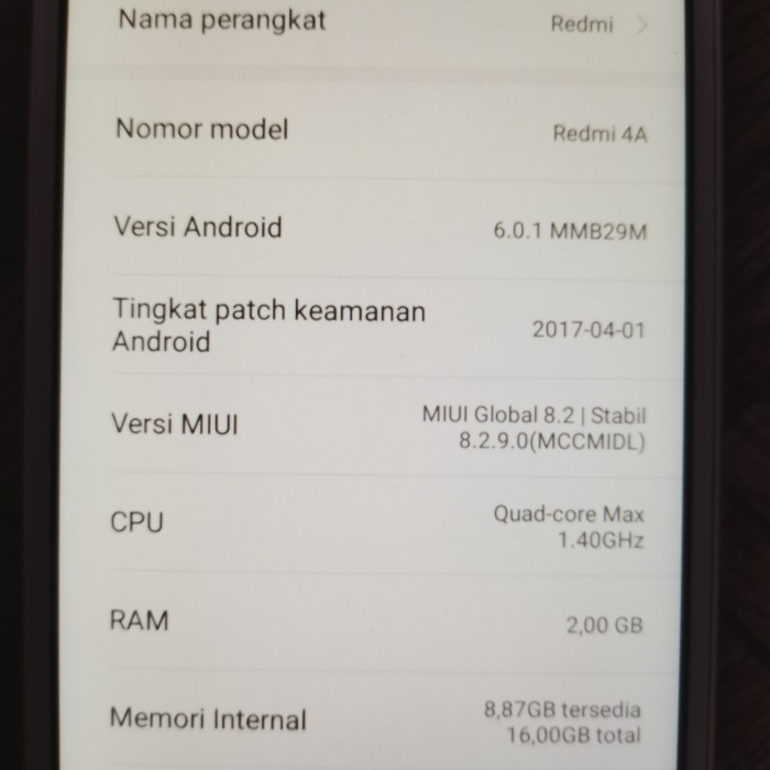 HANDPHONE XIAOMI REDMI 4A SECOND MULUS sekali