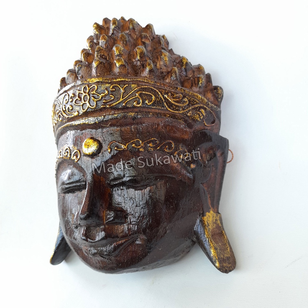 Hiasan dinding topeng budha kerajinan tangan handmade bali